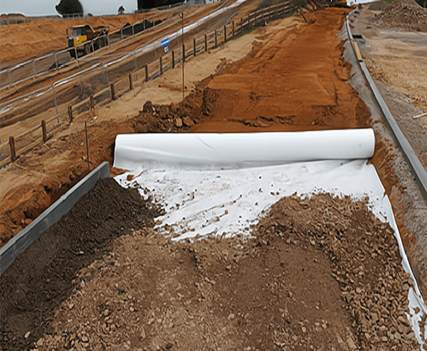 ถนนและทางรถไฟวางกรณี geotextile