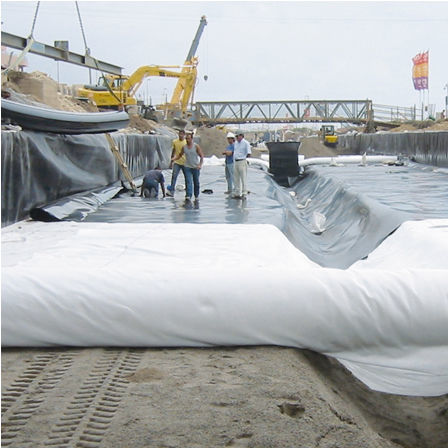 Needle punched hot pressed nonwoven geotextile drainage fabric